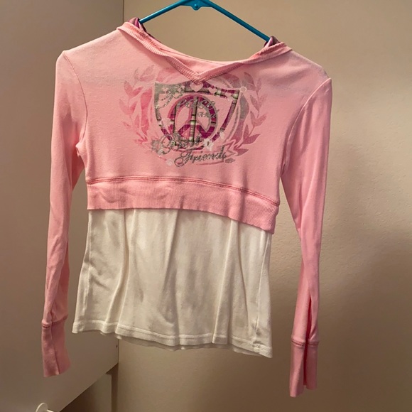 Justice Cropped Hoodie with attached undershirt - Picture 1 of 10